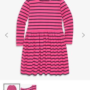 Primary Pink and Black Striped Kids Dress